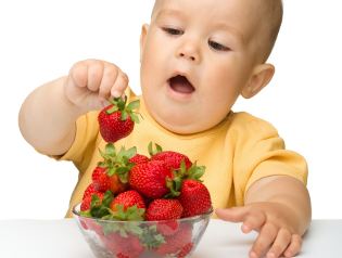 Малыш ест ягоды